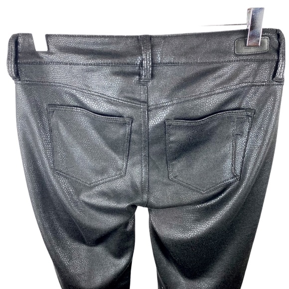 Fade to Blue Crocodile Reptile Textured Black Coated Skinny Pants Size 26 - Picture 7 of 11